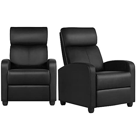 Yaheetech 2-Seat Reclining Chair Leather Recliner Sofa Modern Chaise Couch Lounger Sofa for Living Room Home Theater Black Yaheetech