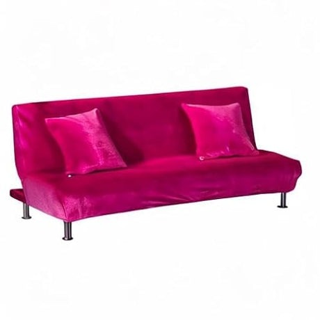 vannawong Folding Sofa Slipcover Stretch Armless Futon Couch Covers Plush Velvet Soft One Piece T Cushion Sleeper Bed Lounge Covers Removable Solid Color Hot Pink 160-190cm/62-74 vannawong