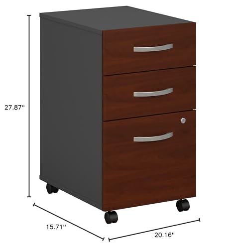 Bush Business Furniture Series C Mobile Under Desk Arrives Fully Assembled | Stylish 3 Drawer File Cabinet for Professional or Home Office, Hansen Cherry Bush Business Furniture