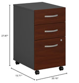 Bush Business Furniture Series C Mobile Under Desk Arrives Fully Assembled | Stylish 3 Drawer File Cabinet for Professional or Home Office, Hansen Cherry Bush Business Furniture