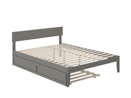 AFI Boston Queen Size Platform Bed with Twin XL Trundle in Grey AFI