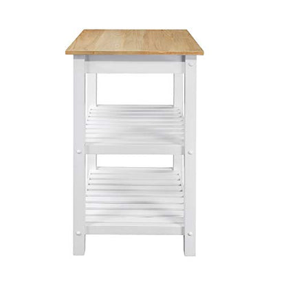 Casual Home Sunrise (Small) with Solid Harvest Hardwood Top Kitchen Island, 22.75"W, Natural&White - WoodArtSupply