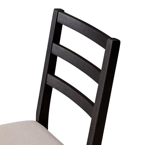 Maven Lane Willow Rustic Wooden Armless Kitchen Dining Chair in Weathered Black Finish with Padded Dove Weave Fabric Upholstered Seat, Set of 4 - WoodArtSupply