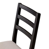 Maven Lane Willow Rustic Wooden Armless Kitchen Dining Chair in Weathered Black Finish with Padded Dove Weave Fabric Upholstered Seat, Set of 4 Maven Lane