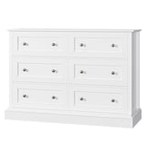FACBOTALL Modern 6 Drawer Double Dresser, White Dresser Wood Dresser, Wide Chest of Drawers with Deep Drawers & Mental Double Handles Nursery Dresser for Living Room, Hallway FACBOTALL