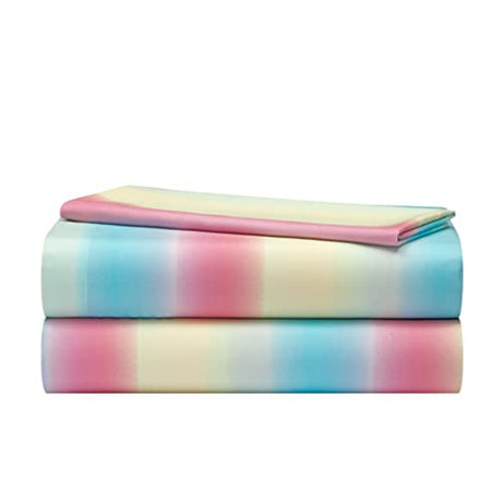 Heritage Kids 3-Piece Twin Sheet Set,Rainbow Ombre Print,Includes Fitted Sheet, Flat Sheet & Pillowcase, Soft Microfiber Bedding for Kids,Multicolor Heritage Kids