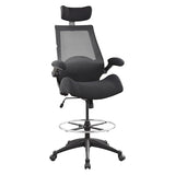 BOLISS Drafting Office Chair 400lbs High Back Wide Standing Desk Chair Comfortable with Flip up Armrests Lumbar Support Adjustable Big Footrest Ring(Black) BOLISS