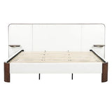 Merax King Size Upholstered Platform Bed Frame with Large Curved Headboard,Built-in Floating Shelves,Wood Slats and Metal Support for Bedroom,Noise-Free Merax
