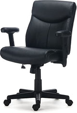 STAPLES Traymore Ergonomic Manager & Executive Office Chair, Task Desk Swivel with Wheels, Adjustable Height, Luxura Faux Leather, Black STAPLES