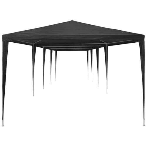 10x40ft Anthracite Party Tent, Heavy-Duty Polyethylene Outdoor Event Shelter with Steel Frame, Waterproof & UV Resistant Traditional Pavilion for Weddings, QZZCED