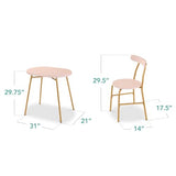 Best Choice Products 3-Piece Oval Dining Table Set,Modern Small Kitchen Dinette w/ 2 Chairs, Metal Frame, Curved Backrests - Pink/Gold Best Choice Products