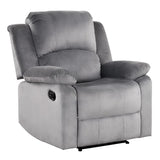 EBELLO Classic Manual Recliner Chair, Soft Microfiber Recliner Sofa with Overstuffed Arms and Back Single Reclining Couch for Living Room, Bedroom, Grey