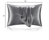 BEDELITE Satin Pillowcase for Hair and Skin, Super Soft and Cooling Similar to Silk Pillow Cases 2 Pack with Envelope Closure, Gift for Women Men(20"x30" Queen Size, Dark Grey) BEDELITE