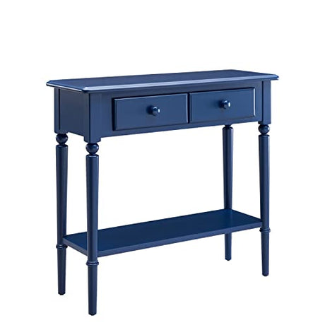 Leick Home Coastal Console Table, Solid Wood, 2 Storage Drawers, Bottom Display Shelf, Narrow Depth, Easy-Assembly, for Living Room/Hallway, Navy Blue, 30.0 in. W x 11.0 in. D x 28.0 in. H, 20027-NV Leick Home