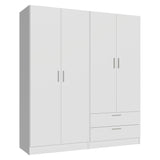 Madesa 4 Doors 2 Drawers Wardrobe Set Armoire Closet Bedroom Storage Cabinet with Shelves and Hanging Space 63" L Wooden Clothing Organizer Unit (White) Madesa