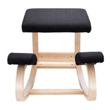 Desky Ergonomic Black Kneeling Chair – Adjustable Wooden Frame with Cushioned Seat and Knee Pads, Natural Finish, Home Office & Study Support Desky