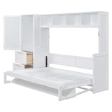 Harper & Bright Designs Queen Size Murphy Bed Wall Cabinet with Closet, Wood Space Saving Hidden Bed Frame Queen with Drawers, No Box Spring Needed, White Harper & Bright Designs