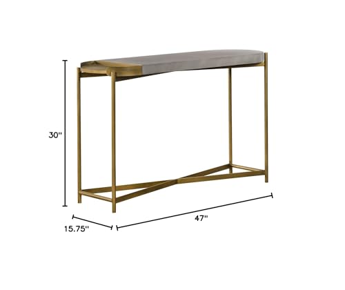 Armen Living LCDUCNCC Dua Grey Concrete Console Table with Antique Brass Armen Living