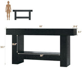 HUAHUU 63 Inches Long Console Table, Sofa Table with Storage Behind Couch, Entryway Table with Open Storage, Farmhouse Console Tables for Entryway, Living Room, Hallway, Black HUAHUU