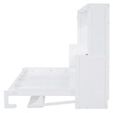 Queen Size Murphy Bed with Desk,Solid Wood Cabinet Wall Bed with Hydraulic Design,Space-Saving Folding Beds for Small Apartment Guest Room Home Office,No Box Spring Needed,White Harper & Bright Designs