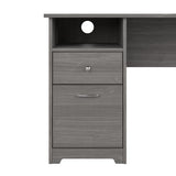 Bush Furniture Cabot 60W Single Pedestal L Desk with Hutch, Modern Gray Bush Business Furniture