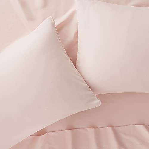 Serta Simply Clean Super Soft Hypoallergenic Stain Resistant Deep Pocket 3 Pieces Solid Bed Sheet Set, Twin XL, Blush Pink Serta
