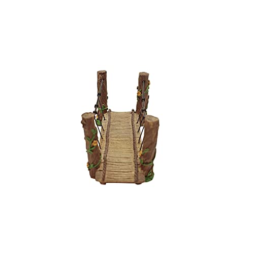 Treasure Gurus Rope Wooden Bridge Outdoor Fairy Garden Ornament Miniature Dollhouse Decor Accessory WoodArtSupply