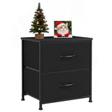 Accver Nightstand, 2 Drawer Dresser Bedside Storage Furniture, Small Dresser with 2 Drawers, End Table with Fabric for Bedroom, Closet, Entryway, College Dorm, Black Accver