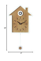 SHISEDECO Modern Cucu Wall Clock with Pendulum and Striking Small Cute Bird, Natural Cuckoo Call, Simple Fashion Wood Creative Unique Home Decoration for Living Room, Kitchen, Office (White) SHISEDECO