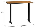Flash Furniture 30'' x 48'' Rectangular Natural Laminate Table Top with 5'' x 22'' Bar Height Table Bases Flash Furniture