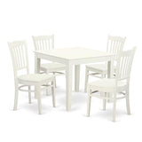East West Furniture OXGR5-LWH-W 5 Piece Dining Room Furniture Set Includes a Square Kitchen Table and 4 Dining Chairs, 36x36 Inch, Linen White East West Furniture