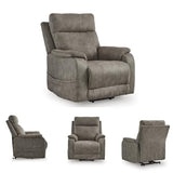 Signature Design by Ashley Crestmeade Modern Dual Motor Power Lift Recliner with Adjustable Backrest, USB Ports, Heat and Massage Function, Light Brown