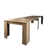 KEIKI 20"-118.5" L Extendable Foldable Dining Room Table for 1-10 People, Wood Multifunctional Rectangle Expandable Console Kitchen Living Meeting Room Furniture, 6 Tabletop Length Options, Barnwood KEIKI