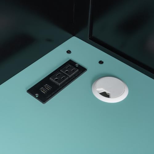 Gaming Loft Bed with Desk and RGB Light, Full Size Wood Loft Bed Frame with Storage Shelves (Blue) Harper & Bright Designs