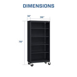 Sandusky Lee BM40361872-09 Mobile Bookcase with 4 Adjustable Shelves, Steel Rolling Bookshelf Storage Cabinet, 78"H, Black Sandusky