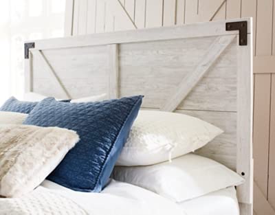 Signature Design by Ashley Shawburn Modern Farmhouse Headboard, Full, Whitewash - WoodArtSupply