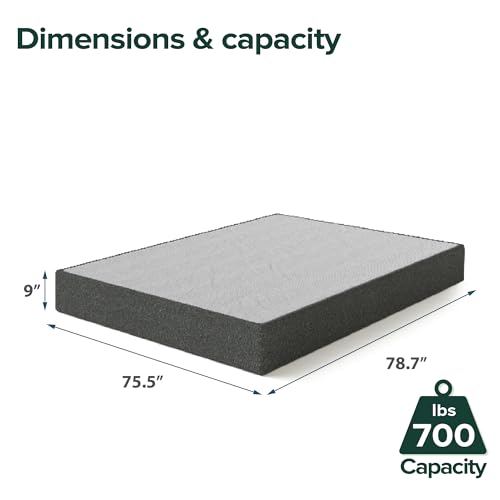 ZINUS 9 Inch WonderBox(TM) Smart Box Spring, Quick Assembly Mattress Foundation, Durable Metal Frame, King, Grey ZINUS
