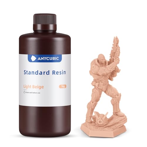 ANYCUBIC 3D Printer Resin, 405nm SLA UV-Curing Resin with High Precision and Quick Curing & Excellent Fluidity for LCD 3D Printing (Light Beige, 1kg)