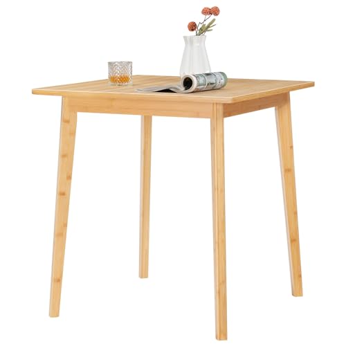 HOOBRO Bamboo Dining Table, Square Dining Table for 2, 27.6" Kitchen Table for Small Space, Writing Table, Easy to Assemble, for Dining Room, Living Room, Office, Kitchen, Apartment, Natural YL70CZ01 HOOBRO