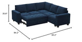 Belffin Modular Sectional Sleeper Sofa with Pull Out Couch Bed Velvet Convertible L Shaped Sectional Couch for Living Room Apartment Blue Belffin