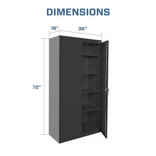Sandusky Lee CA41361872-09 Classic Garage Storage Cabinet, Steel Utility Cabinet with Adjustable Shelves, 72"H, Black Sandusky