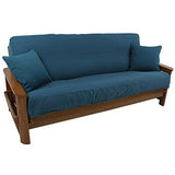 Blazing Needles Solid Twill 8" to 9" Futon Cover Set with 2 Throw Pillows (Set of 3), Full, Indigo Blazing Needles