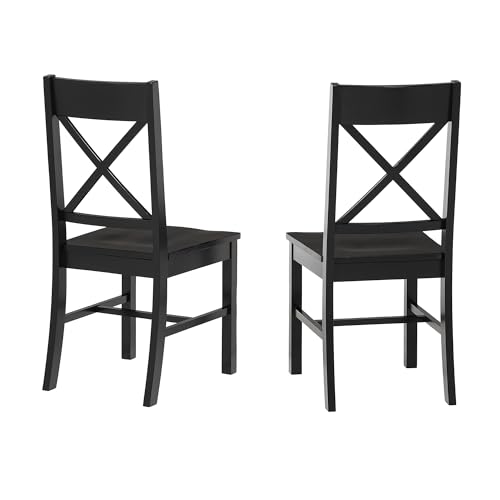 Walker Edison Modern Farmhouse Wood X-Back Armless Dining Chairs Kitchen, Set of 2, Black Walker Edison