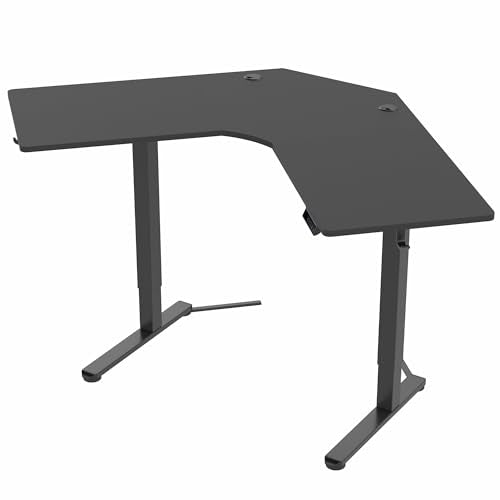 VIVO Electric Corner L-Shaped 47 x 47 in Standing Desk, Memory Height Adjustment, Black Top Black Frame, DESK-E1L94B VIVO