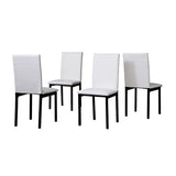 Roundhill Furniture 5 Piece Citico Metal Dinette Set with Laminated Faux Marble Top, White Table with White Chairs Roundhill Furniture