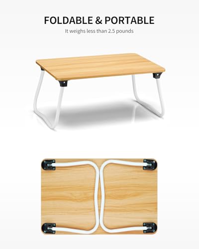 Ruxury Foldable Lap Desk Laptop Stand Bed Desk Table Tray, Breakfast Serving Tray, Portable & Lightweight Mini Table, Lap Tablet Desk for Sofa Couch Floor - Wood Ruxury