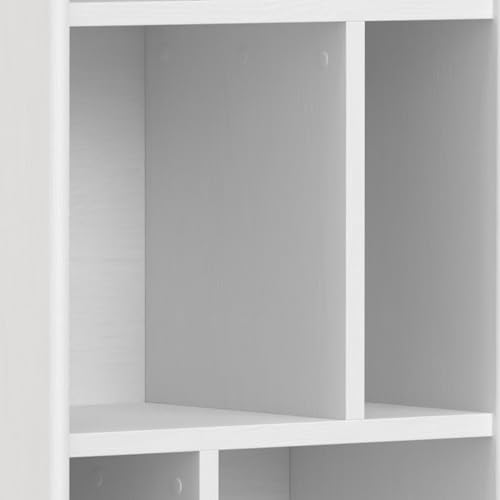 SIMPLIHOME Draper Solid Hardwood 64 inch x 22 inch Mid Century Modern Bookcase and Storage Unit in White for The Living Room, Study Room and Office SIMPLIHOME