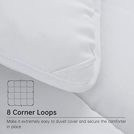 ABOUTABED Twin Comforter Duvet Insert White, All Season Down Alternative Comforter, Ultra Soft Quilted Bedding Comforter with 8 Corner Tabs, Machine Washable ABOUTABED