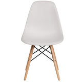 Flash Furniture Elon Series White Plastic Chair with Wooden Legs for Versatile Kitchen, Dining Room, Living Room, Library or Desk Use Flash Furniture