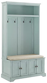 Crosley Furniture Holbrook Hall Tree, Distressed Seafoam Blue Crosley Furniture